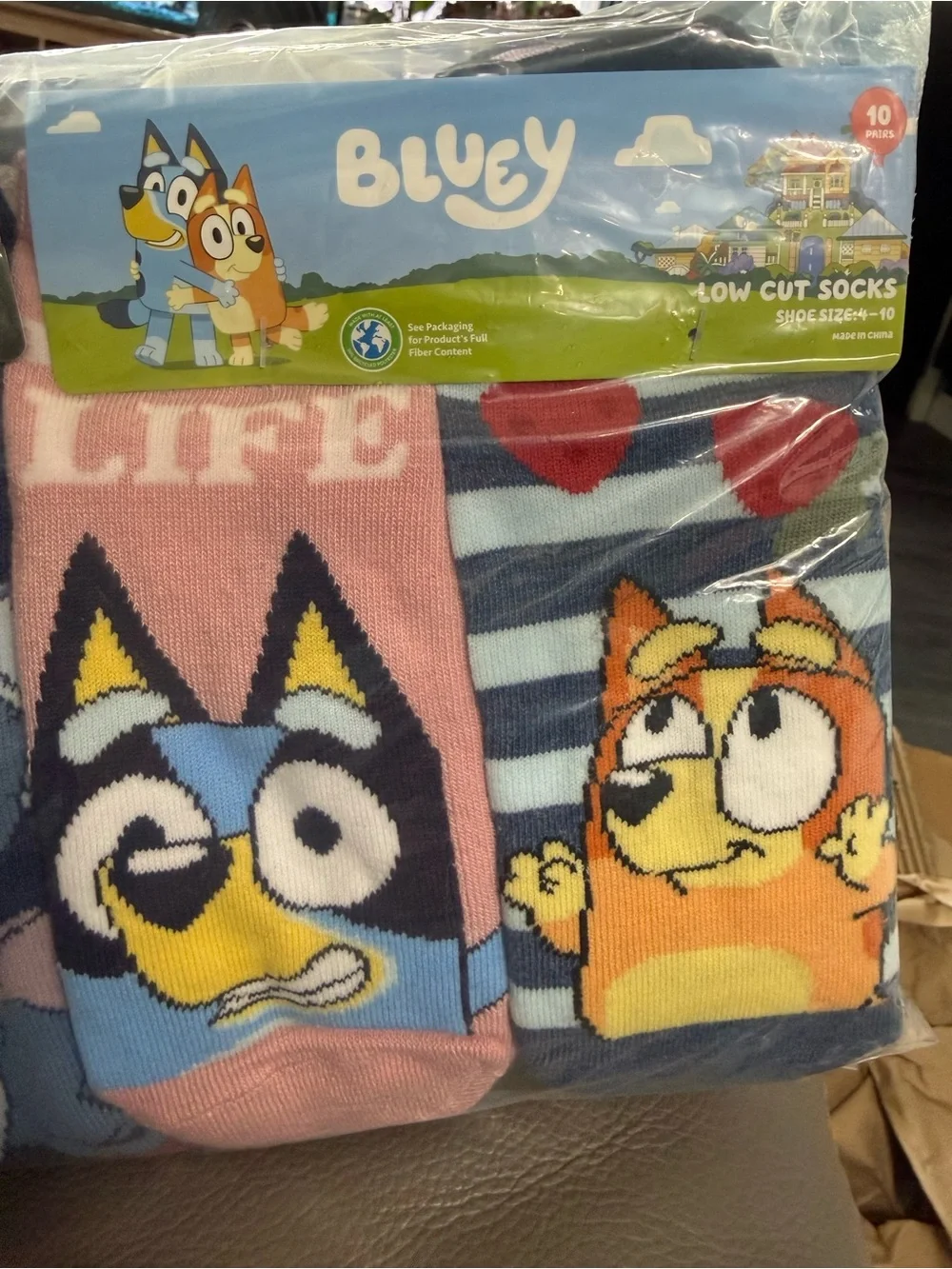 Bluey low cut socks. 10 pair. Size 4-10
